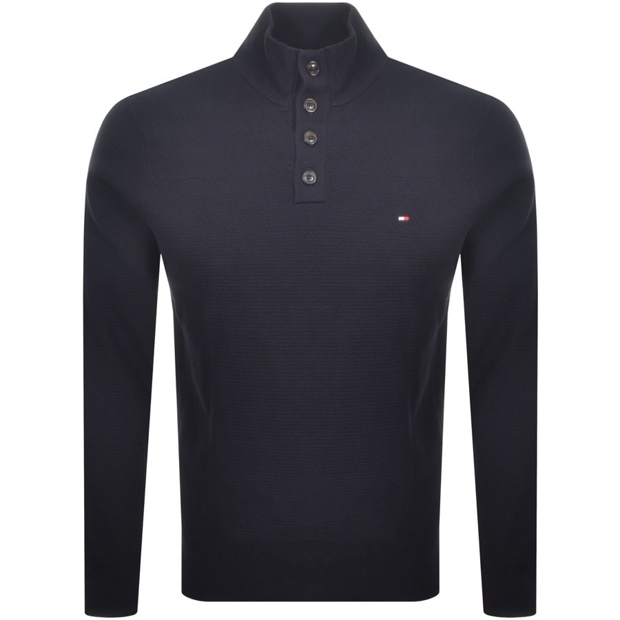 Alternative Image for ProductTommy Hilfiger Cotton Button Mock Neck Jumper Navy1
